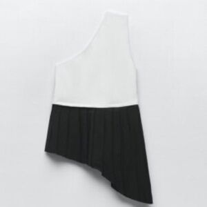 Zara contrast one shoulder top